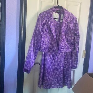 NWOT dollskill dELiA*s matching purple floral dress + jacket set (s: M)